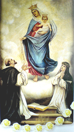 Obraz: św. Dominik otrzymuje różaniec od Najśw. Maryi Panny