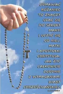 Obrazek z cytatem: Odmawiać Różaniec...
