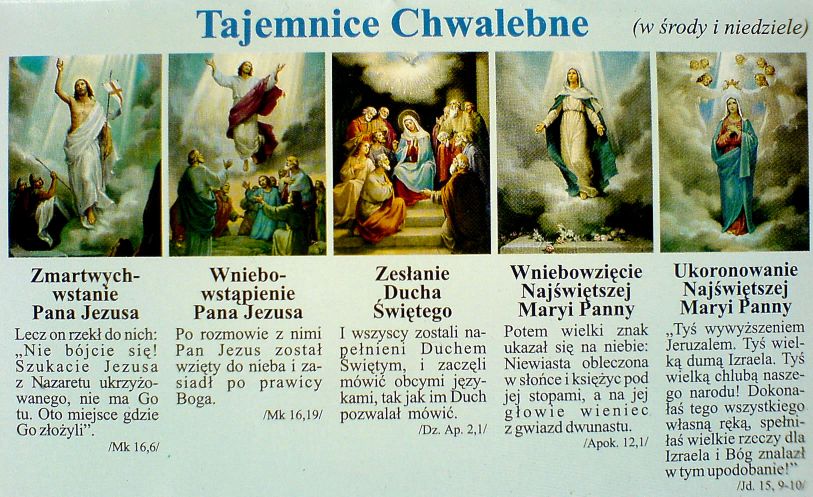 Tajemnice chwalebne - tablica