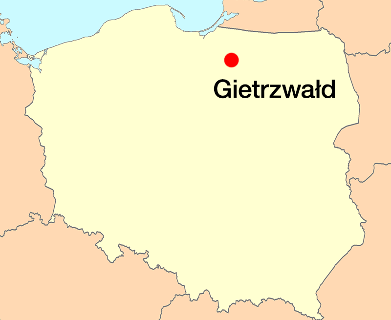 Mapa Polski - Gietrzwałd