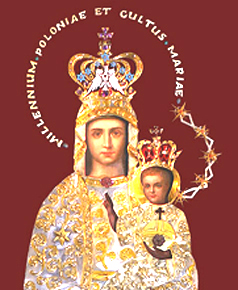 Boża Rodzicielka z napisem Millenium Poloniae et cultus Mariae